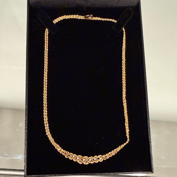 Solid Jewelry - Solid 14K Gold Necklace w/Natural Round Diamonds. 10.98 Grams